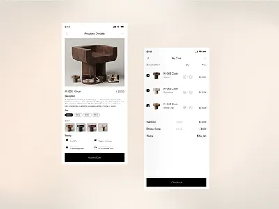Kairon - E-Commerce Furniture Mobile App app chair clean ecommerce ecommerceapp ecommercemobile furniture furnitureapp furnituremobile interior interiordesign minimalist mobile store ui