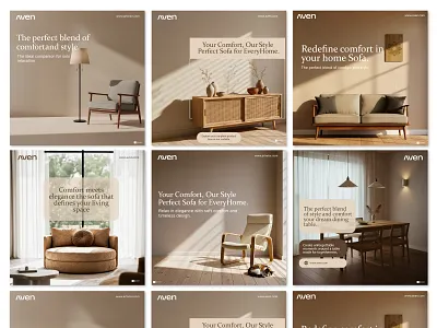 Aven Furniture Social Media Design aven furniture branding furniture social media design home decor social media design luxury furniture brand social media design social media post social media strategy tan