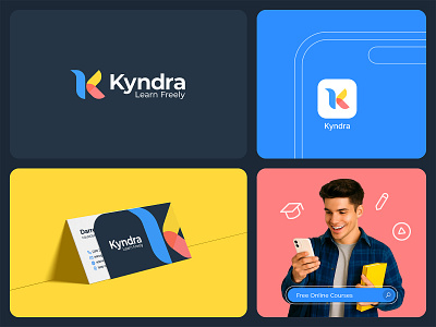Kyndra – Logo & Branding for E-Learning/Education Platform app icon bird bird logo brand identity branding course edtech education educational logo elearning learning logo modern online platform school student study tutorial youthful
