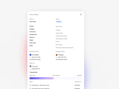 Delivery Management SaaS - order popup design product service startup ui ux web
