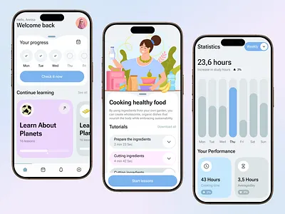 LearnFlow – Smart Learning & Progress Tracker App app design artificial intelligence cooking cooking food digital education education app education saas design language learning app learning learning app learning platform mobile app mobile app design modern learning ui online class online course online education personalized learning progress tracker school