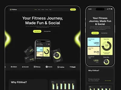 Fithive - Fitness Startup Website design drack website fitness landing page fitness website landing page modern landing page tracking website ui uiux ux web design web interface design website website design