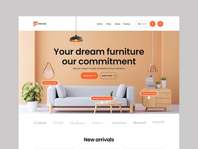 Furniture ECommerce Landing Page creative website ecommerce ecommerce ui ecommerce website furniture landing page furniture ui furniture website landing page minimal design modern website online shop product design store ui ux ux design web design website design website ui
