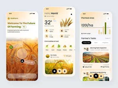 Smart Farming mobile app agriculture app agritech agro tech app app design design farm app farmer farmer app management mobile app mobile ui smart farm smart farming