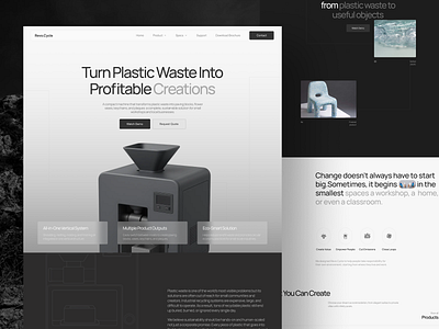 Revo Cycle — Compact Plastic Recycling System 3ddesign branding conceptdesign design header landing page product product design sustainabledesign ui uiux web design website