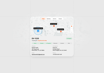 Light mode tracking clean design details interface light map minimal modal overlay product progress project saas settings shipping tracking ui ui design ux ux design