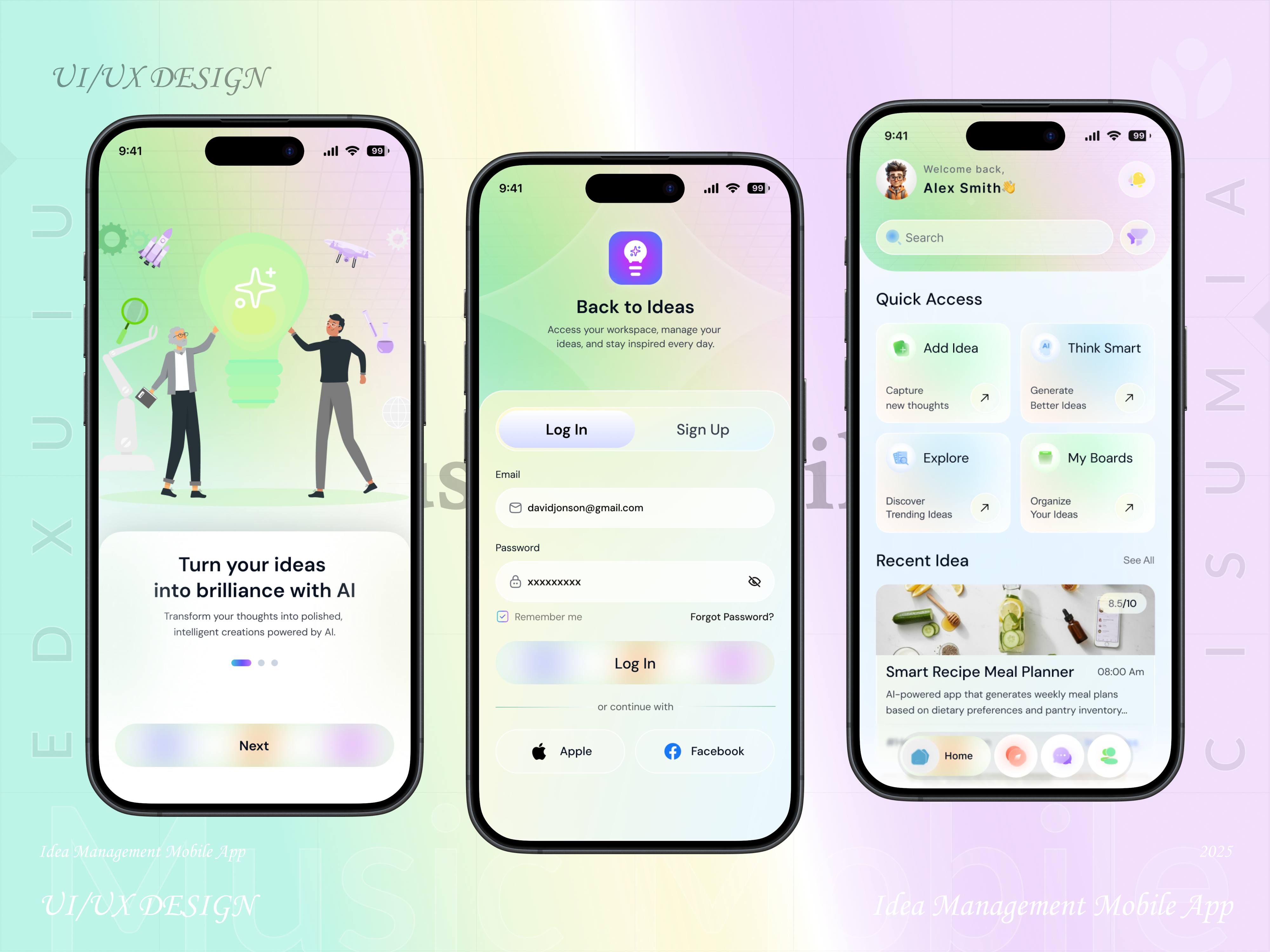 Idea Management Mobile App activity monitor aidesign brainstorming tool collaboration app creative app creativeworkspace figmadesign ideamanagement minimaldesign mobile app mobileappdesign moderninterface productivityapp startup tools task management uidesign uxdesign