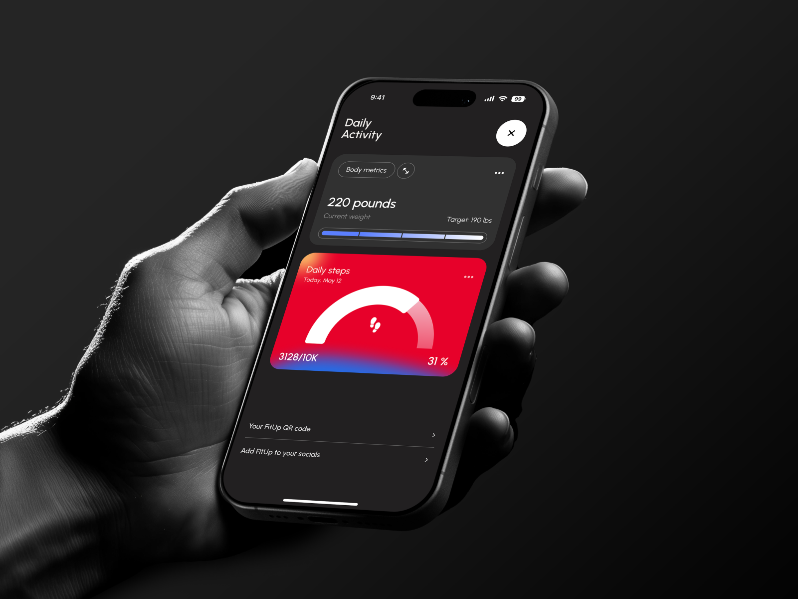 AI FitUp - iOS Fitness Tracker App UI/UX | Dark & Light ai app app design dark mode dashboard design figma design fitness app fitness tracker fitness ui health app health tech ios app minimal design mobile app mobile design mobile ui tracking app ui design ux design wellness app workout app