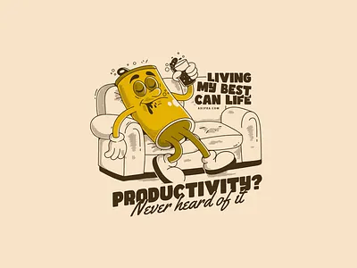 Drunk beer can character adipra adipra std adipra studio adpr beer art beer can beer can character beer can mascot chill tee cool character couch potato funny graphic funny shirt humorous tee lazy can relaxed vibe retro cartoon soda design vintage style weekend mood