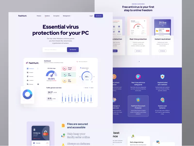 Security Software Landing Page Design figma figma design figma template landing page security software ui ui design uihut web design website design