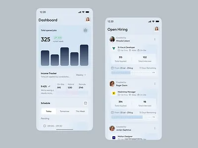 Mobile App UI — HR & Hiring Platform Design b2b app hiring platform hr app hr management hr tech job management mobile app mobile app design mobile dashboard productivity app recruitment app responsive design saas app