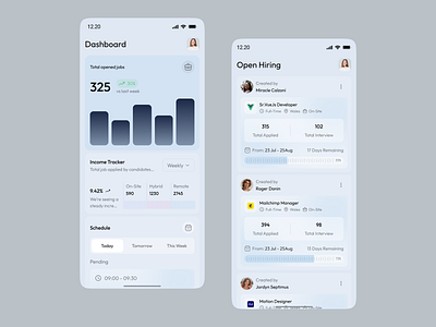 Mobile App UI — HR & Hiring Platform Design b2b app hiring platform hr app hr management hr tech job management mobile app mobile app design mobile dashboard productivity app recruitment app responsive design saas app