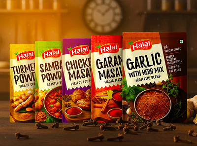 Halal Food Seasoning Spices Packaging Design attractive pouch cooking spice packaging cooking spice packaging design food label food label design food packaging food packaging design gram masala label label design packaging packaging design product label spice spice design spice label spice label design spice packaging spice packaging design
