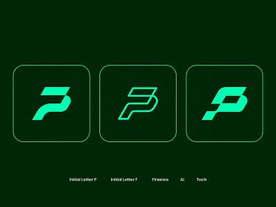 Letter P + Letter F + Fintech Logo brand designer brand idenity branding finance fintech letter f letter p logo logo design logo designer minimal tech