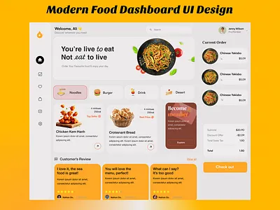 Modern Food Dashboard UI Design admin dashboard creative design dashboard design design daily design inspiration figma design food app food dashboard food delivery food ui interface design minimal ui modern design restaurant ui ui design ui ux ux design ux portfolio web app design web ui design
