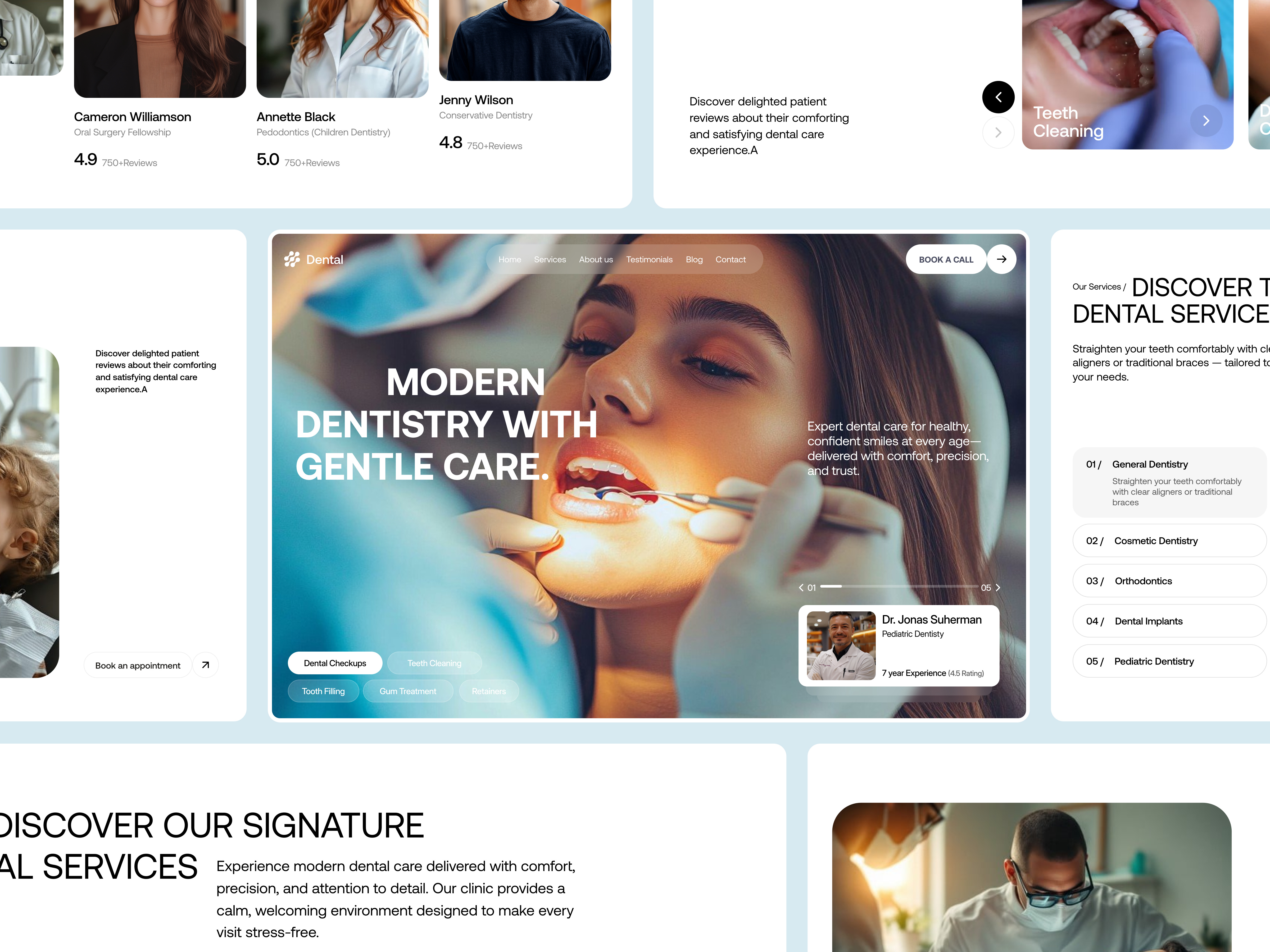 Example of Modern Dental Care Landing  And Website 