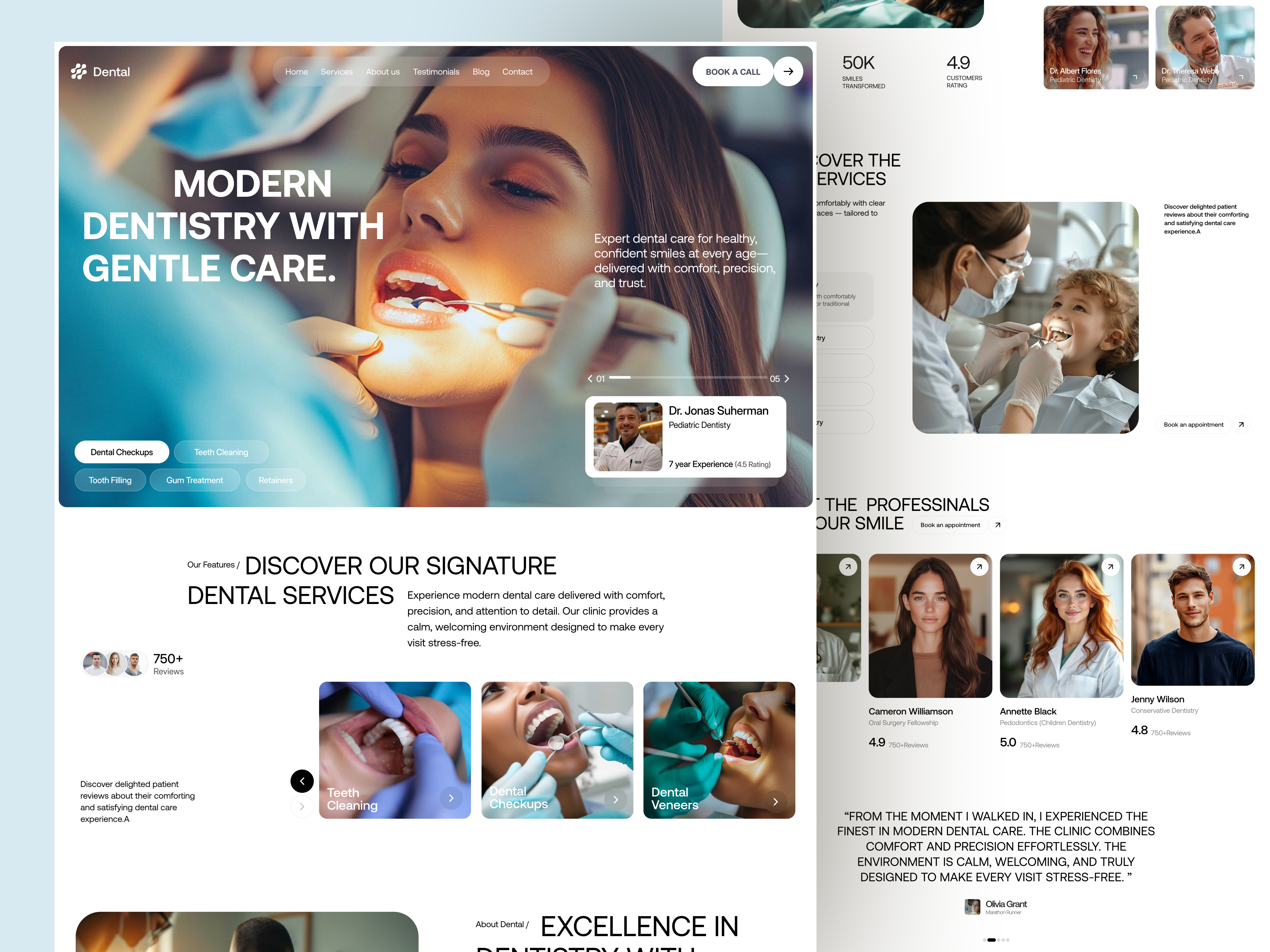 Example of Modern Dental Care Landing  And Website 