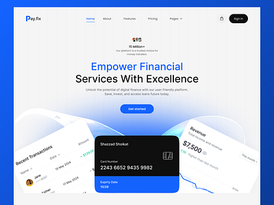 PayFix - Webflow Fintech Template blue branding design figma fintech fintech template graphic design ideapeel ideapeel template landing page product design template webflow webflow template