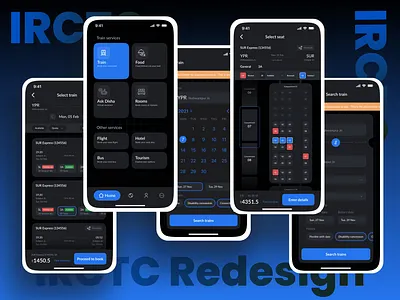 IRCTC Redesign screens android app branding clean design clean ui design graphic design illustration logo ui ux
