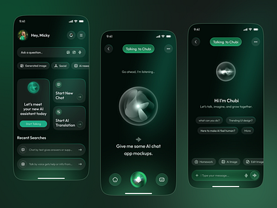 Ai Assistant App - Talk, Imagine & Create ai ai assistant app ai bot ai chat ai chatbot app ai interface app app design artificial intelligent app chat app chatting futuristic ui mobile mobile app