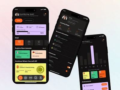 Language Learning App Ui Design ai language tutor android deisgn app education app ios design learning language app lesson minimalist design mobile app design mobile learning mobile ui design mobile uiux onboarding design online education design ui mobile user interface