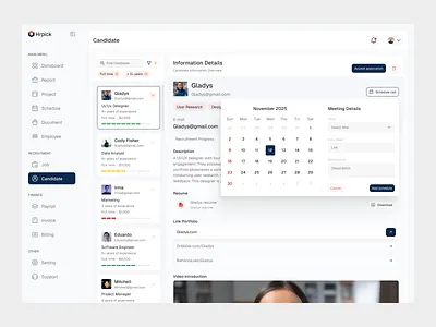 Hr Dashboard - Candidate dashboard design hr saas ui ui design ux web design