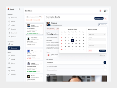 Hr Dashboard - Candidate dashboard design hr saas ui ui design ux web design