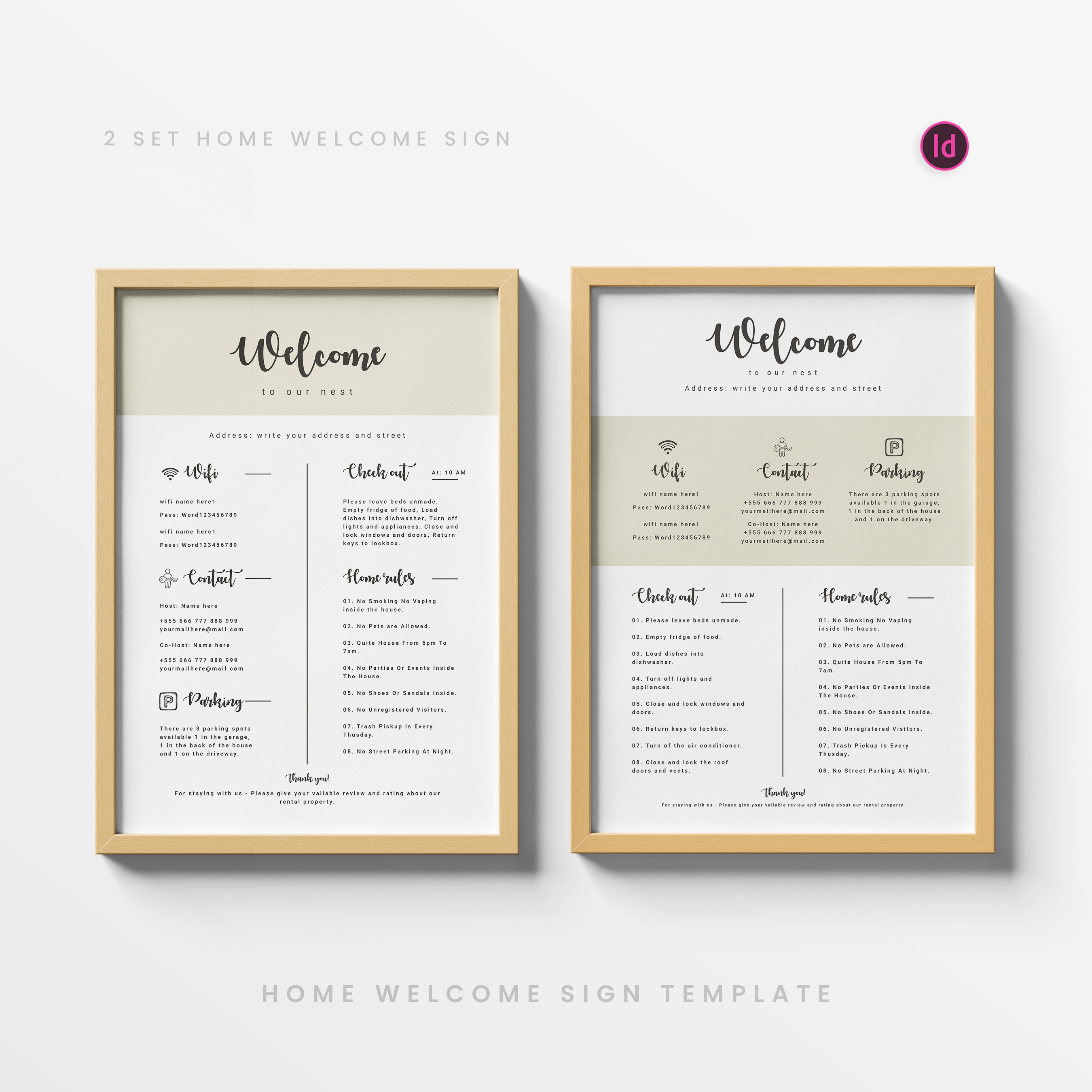 Home rental welcome sign advertising article client document editable employee guide hotel house human information management marketing print process product profile rule vacation welcome
