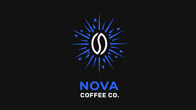NOVA — Urban Coffee Branding & Packaging blue branding coffee corporate identity dark mode geometric logo design minimalist packaging typography vector visual identity
