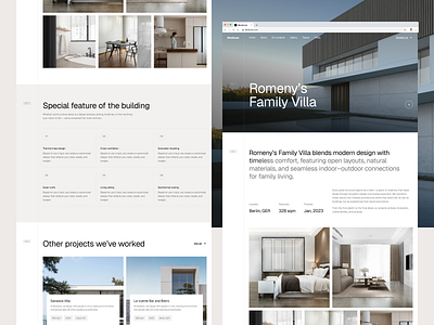 Modexan - Project Page Website agency architect clean construction design detail framer interior landing page luxury minimalism portfolio profile project property real estate studio vektora web design webflow