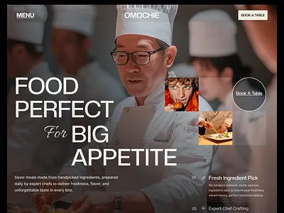 Omochie - Food Craft Website Landing Page UI Design animation chef claude food framer graphic design landing page logo relume restaurant uiux webflow website