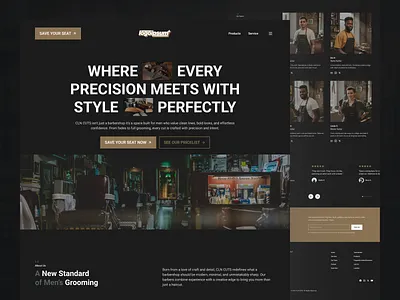 CLN CUTS - Modern Barbershop Landing Page animation brutalistdesign darkui design designinspiration dribbble figmadesign landingpage ui uidesign uxdesign websiteconcept