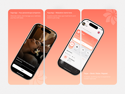 FSpa App — App Store Preview Screens app appdesign appstore bookingapp mobile mobileapp productdesign spaapp uiinspiration uiuxdesign uxui wellness