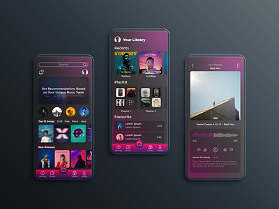 Music App - Mobile App UI 3d branding design graphic design illustration logo mobileapp musicapp redesign ui uidesign uidesigner uiux uix uxdesigner