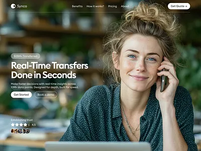 Synco figma hero section interface design landing page minimal ui website design
