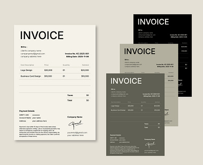 Minimal Invoice Template | Editable AI & Canva Files creative digitalartist graphic design invoice invoicedesign resume resumedesign template templatedesign