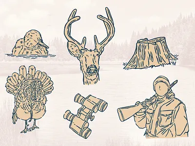 Adventure Illustration Pack adventure animal brand branding camp deer design duck graphic graphic design hand drawn hunter identity illustration logo man nature outdoor vintage visual