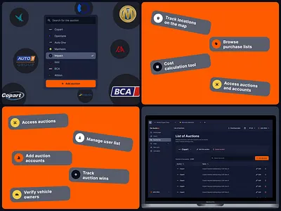 🚗Car Shipping App. Transportation App account profile auction app automobile calculation tool car shipping design figma landing page logistics logistics app management mobile app monitoring system purchasing system tracking transportation app ui ux webapp website