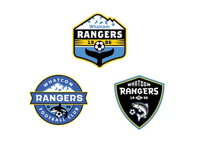 Whatcom Rangers Football Club badge bellingham branding club fc ferndale footbal club football jerseys logo mount baker orca whale outdoor rebrand soccer sports washington state whatcom youth youth soccer