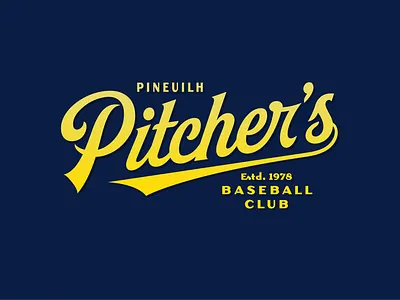 Logo Pitcher's Baseball Club base ball type baseball club baseball logo branding graphic design hand type julien paris logo logo design logotype minimal pineuilh logo retro type type design ui vintage logo