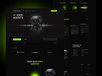 AI Voice Agent – Landing Page Design ai ai agent ai voice dark design landing landing page ui web web design