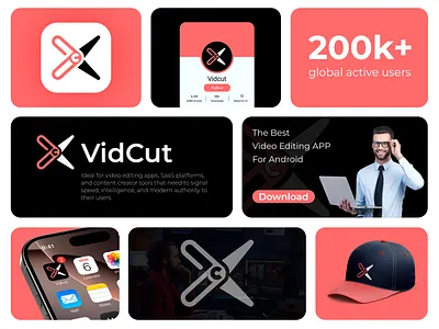 VidCut Logo Smart Brand Identity for Video Creators app icon app logo branding studio content creator cut logo digital agency editing logo film brand film editing innovation logo media branding minimal design modern logo studio identity tech logo vidcut video editing video editing logo video logo video tech
