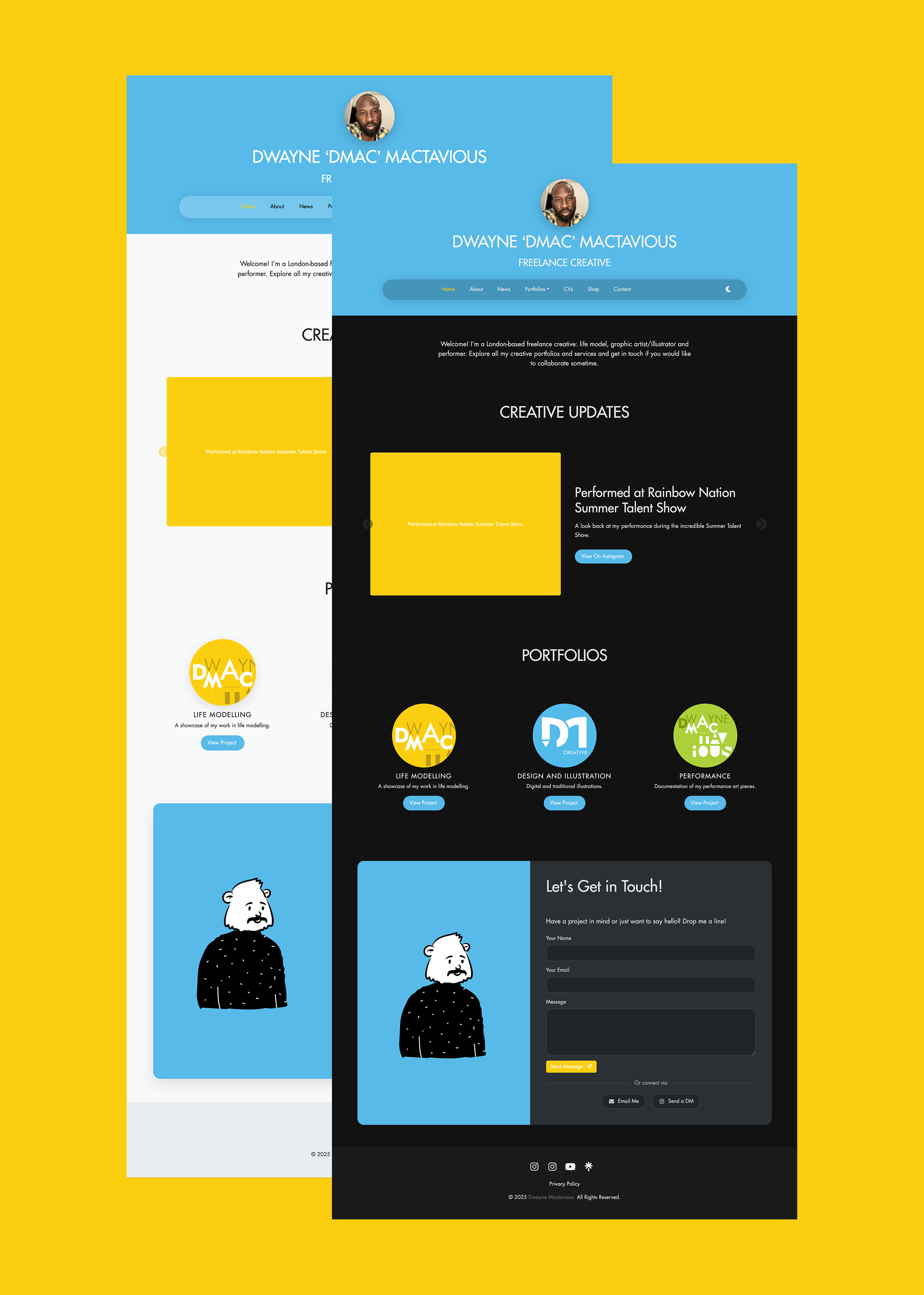 DMCREATIVE: DWAYNE ʻDMACʼ MACTAVIOUS WORDPRESS PORTFOLIO branding ui uidesign webdesign wordpress