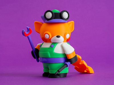 Fixie the Fox 3d 3d model 3d printing animal character characterdesign color fox steampunk toy toy design