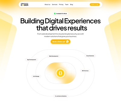 Hero section design for agency animation graphic design ui