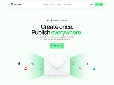 Post bridge landing page concept 2 3d animation branding graphic design logo motion graphics ui