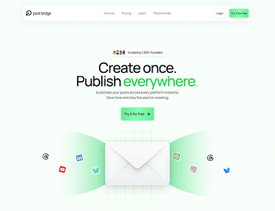 Post bridge landing page concept 2 3d animation branding graphic design logo motion graphics ui