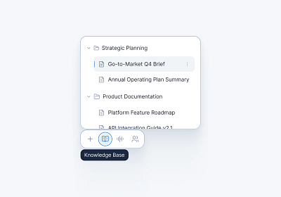 Knowledge base selection for AI powered text editor ai design folder text editor ui ux