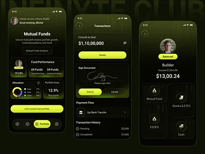 Private Investment App app bankingapp dashboarddesign datavisualization design investment investment app investmentdashboard minimalui mobile mobile app design mobileappdesign mobiledashboard modernappdesign moneymanagement neonui ui uiux ux wealthmanagement
