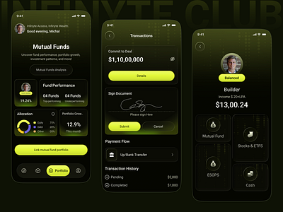 Private Investment App app bankingapp dashboarddesign datavisualization design investment investment app investmentdashboard minimalui mobile mobile app design mobileappdesign mobiledashboard modernappdesign moneymanagement neonui ui uiux ux wealthmanagement